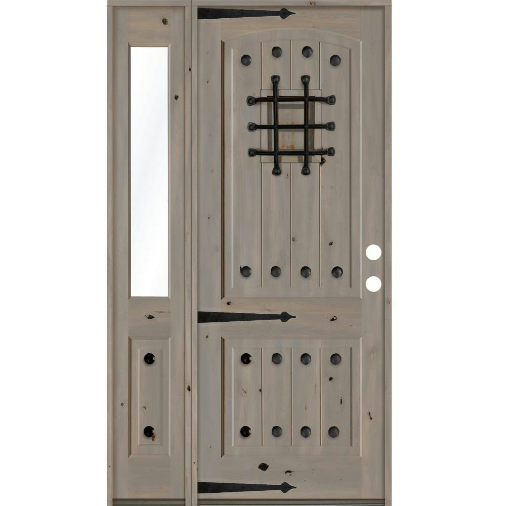 50\" x 96\" Mediterranean Knotty Alder Left-Hand Inswing Prehung Front Door with Sidelite: $1,950.40 50\" x 96\" Mediterranean Knotty Alder Left-Hand Inswing Prehung Front Door with Sidelite: $1,950.40