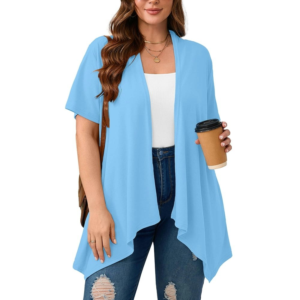 Showmall Women's Plus Size Short Sleeve Draped Bolero Shrug: $14.99 Showmall Women's Plus Size Short Sleeve Draped Bolero Shrug: $14.99