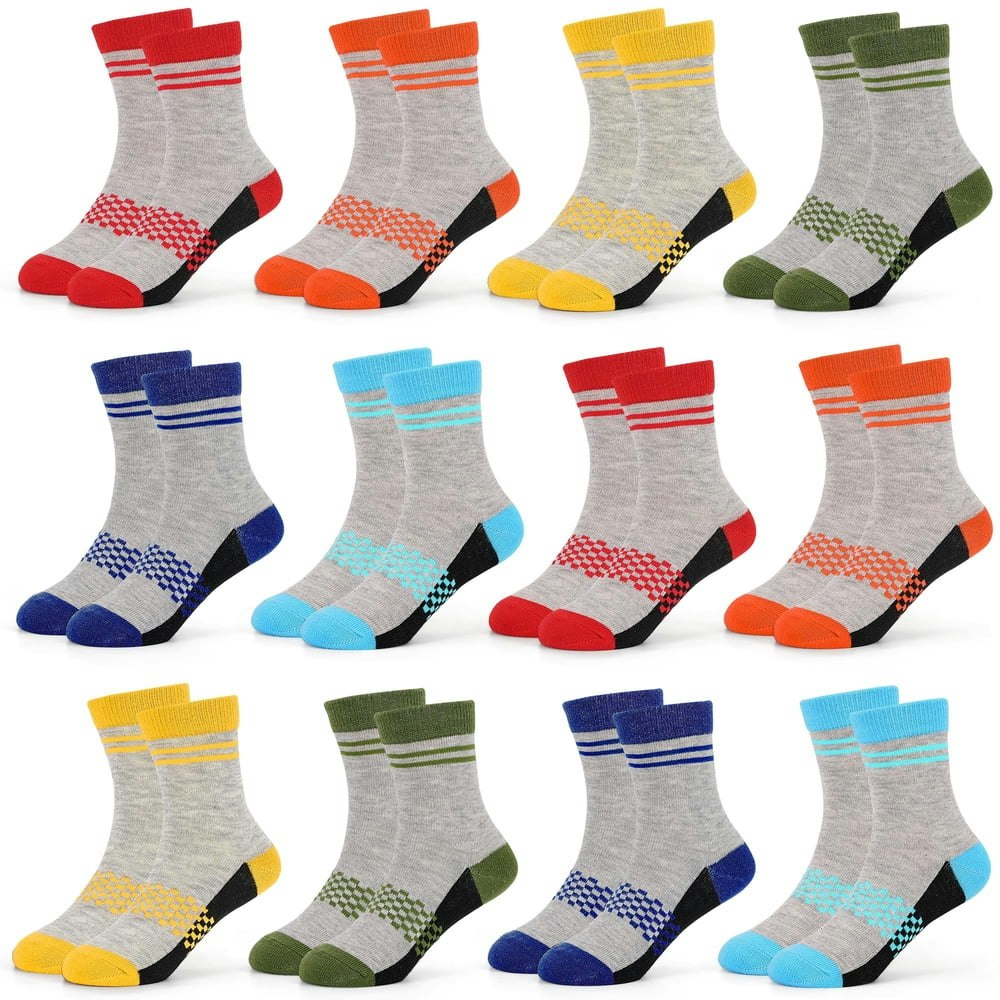 Kid's Mid-calf Patchwork Socks 12-Pack: $13.99