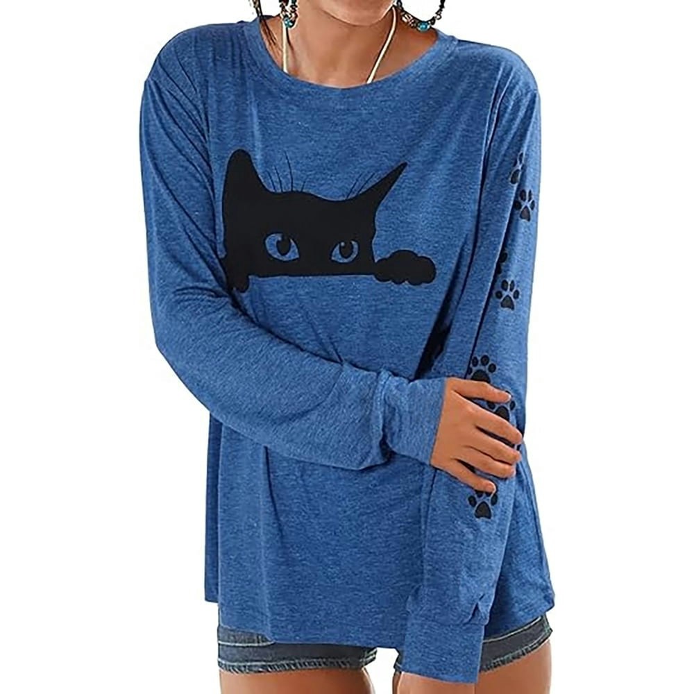 Mousya Women's Long Sleeve Halloween Cat Graphic Tee: $14.99 Mousya Women's Long Sleeve Halloween Cat Graphic Tee: $14.99