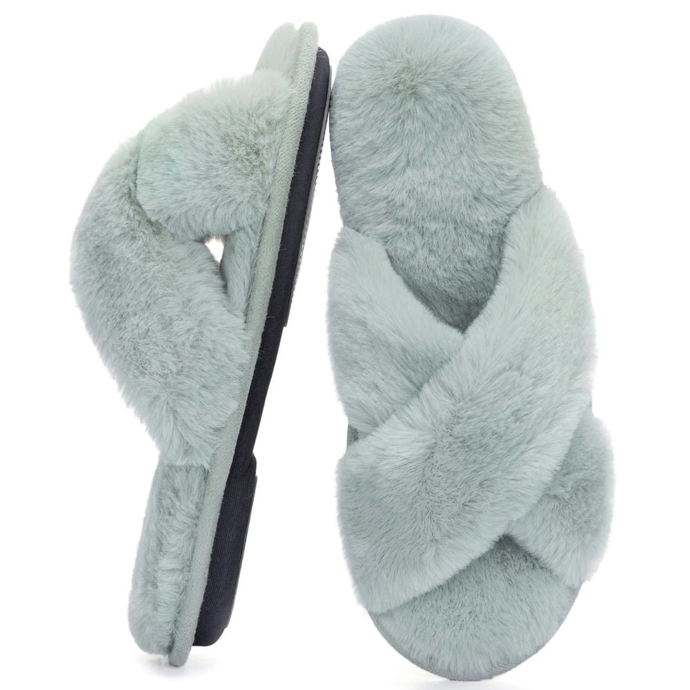 RockDove Women's Faux Fur Open Toe Cross Band Slippers: $10.99 RockDove Women's Faux Fur Open Toe Cross Band Slippers: $10.99