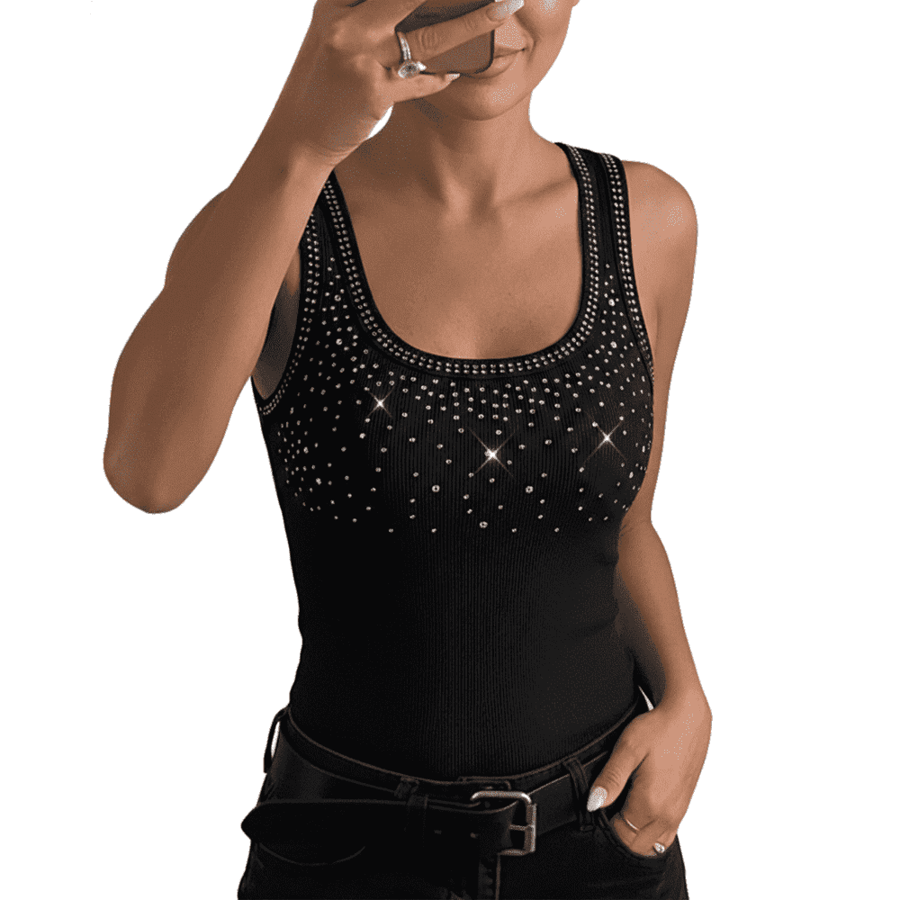 ChicMe Women's Ribbed Rhinestone Camisole: $14.99 ChicMe Women's Ribbed Rhinestone Camisole: $14.99