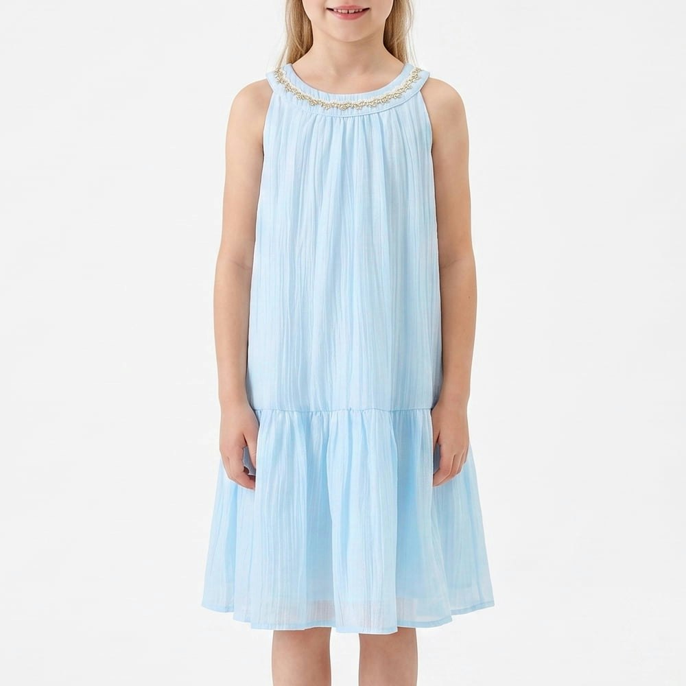Girls' Sleeveless Embroidered Chiffon Party Dress: $10 Girls' Sleeveless Embroidered Chiffon Party Dress: $10