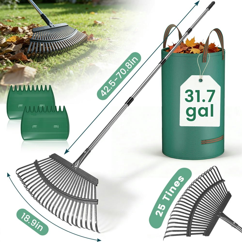 Reloive 65-inch Adjustable Metal Leaf Rake: $25.49