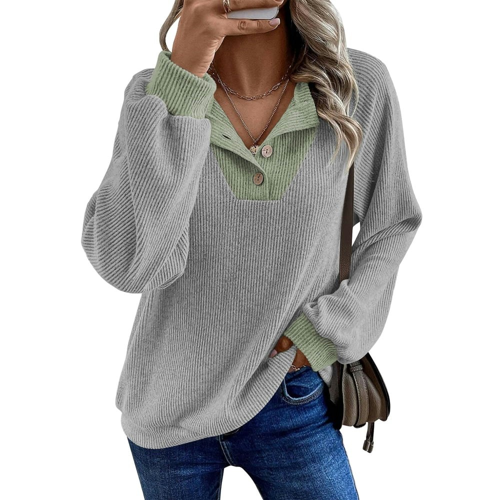 Temofon Women's V-Neck Colorblock Sweatshirt: $14.99 Temofon Women's V-Neck Colorblock Sweatshirt: $14.99