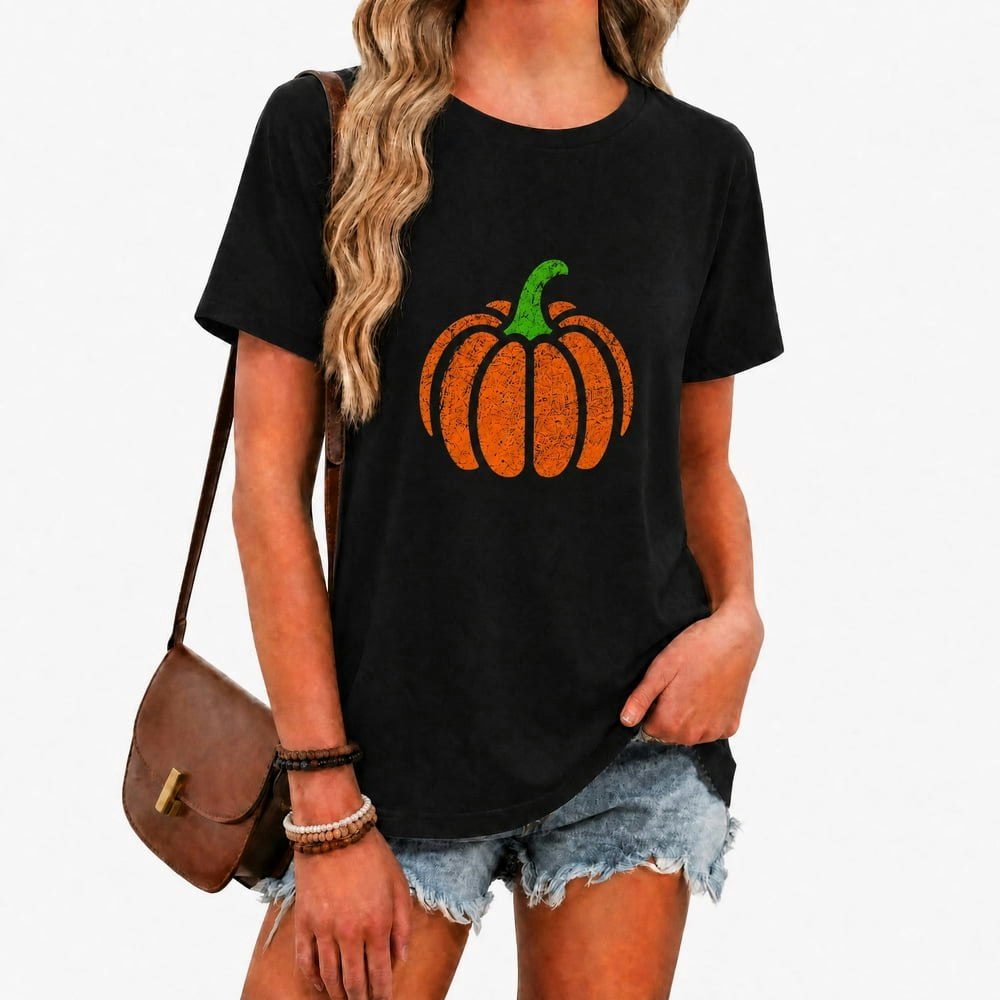 Women's Classic Pumpkin Graphic Short Sleeve Fall T-Shirt: $14.99 Women's Classic Pumpkin Graphic Short Sleeve Fall T-Shirt: $14.99