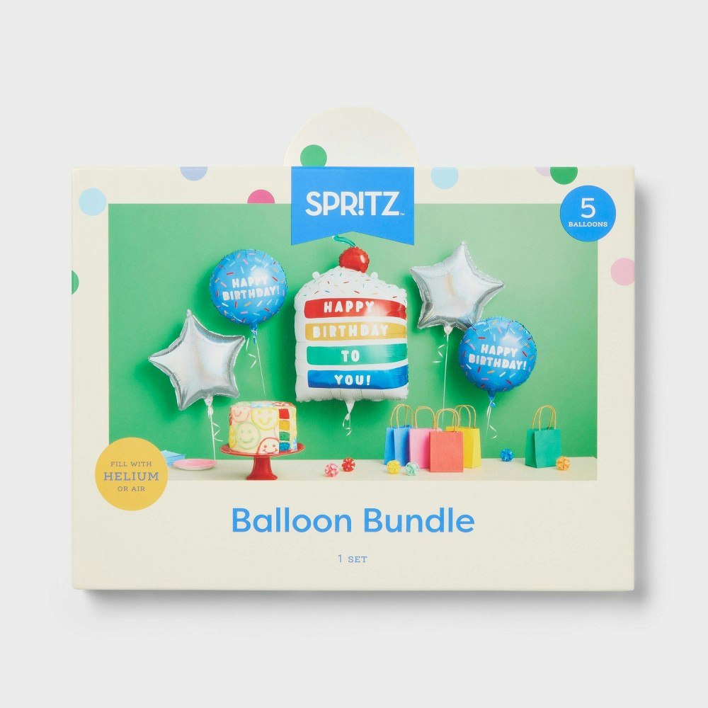 Spritz Rainbow Birthday Balloon Bouquet 5-Pack: $10