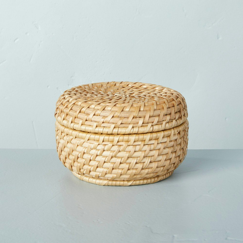 Hearth & Hand with Magnolia 3"x5" Woven Basket with Lid: $11.99 Hearth & Hand with Magnolia 3"x5" Woven Basket with Lid: $11.99