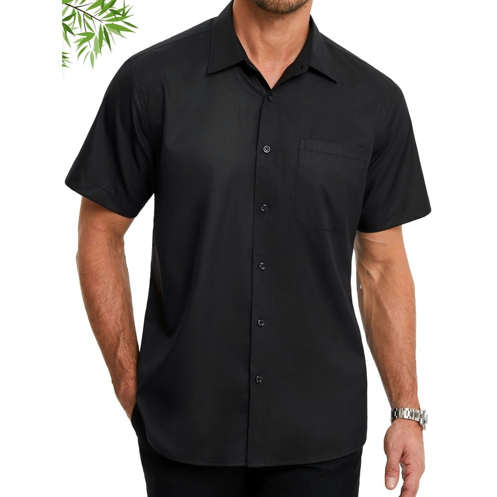 Hisdern Men's Bamboo Viscose Short Sleeve Dress Shirt: $17.99 Hisdern Men's Bamboo Viscose Short Sleeve Dress Shirt: $17.99