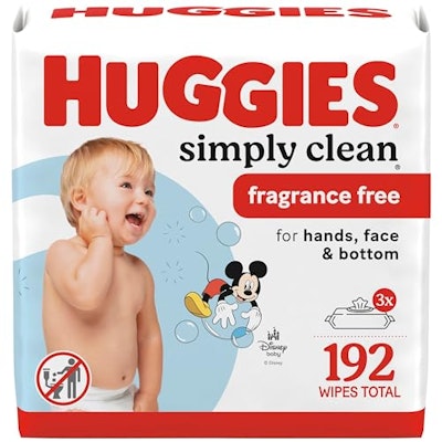 Huggies Simply Clean Unscented Baby Wipes 192-Count 3-Pack for $6 + free shipping w/ Prime