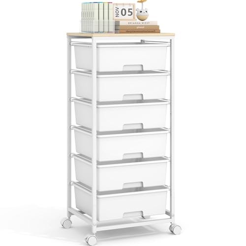6-Drawer Rolling Storage Cart with Wood Top: $62.96 6-Drawer Rolling Storage Cart with Wood Top: $62.96