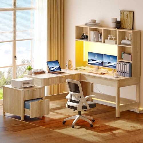 Yitahome 67-Inch L-Shaped Desk with Hutch and Drawers: $219.99 Yitahome 67-Inch L-Shaped Desk with Hutch and Drawers: $219.99