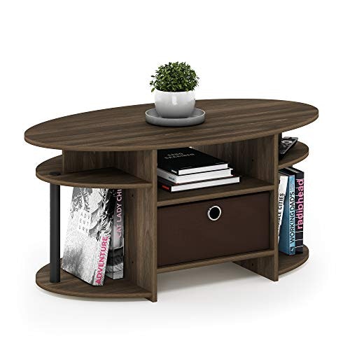 Furinno Jaya Oval Coffee Table with Bin: $45.35