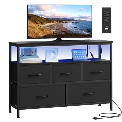 Songmics Bellah 5-Drawer Dresser with LED Lights and Charging Station: $47.49 Songmics Bellah 5-Drawer Dresser with LED Lights and Charging Station: $47.49