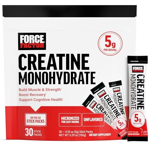 Force Factor 5g Micronized Creatine Monohydrate Stick Packs: $14.99