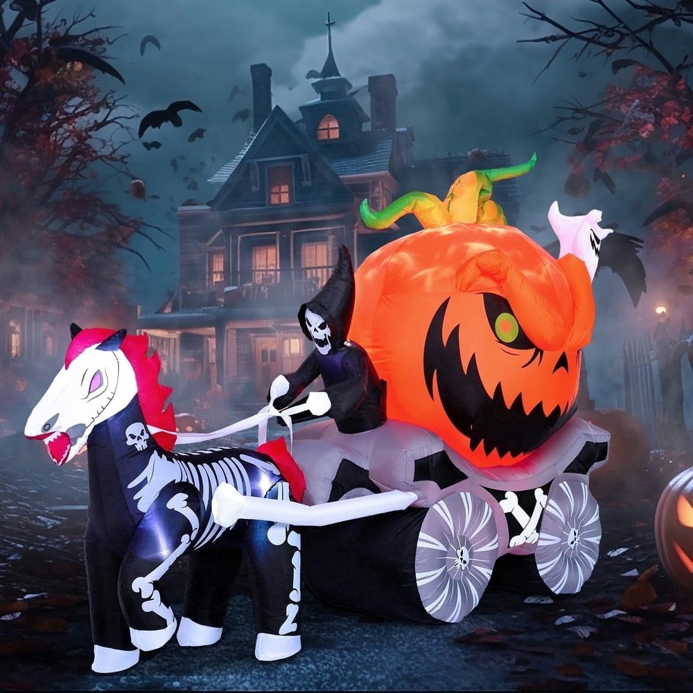 Joyfy 8-Foot Halloween Pumpkin Carriage Skeleton Horse and Grim Reaper Inflatable: $55.99 Joyfy 8-Foot Halloween Pumpkin Carriage Skeleton Horse and Grim Reaper Inflatable: $55.99