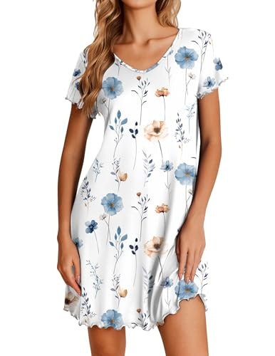 Ekouaer Women's Short Sleeve Ruffled Nightgown: $9.98 Ekouaer Women's Short Sleeve Ruffled Nightgown: $9.98
