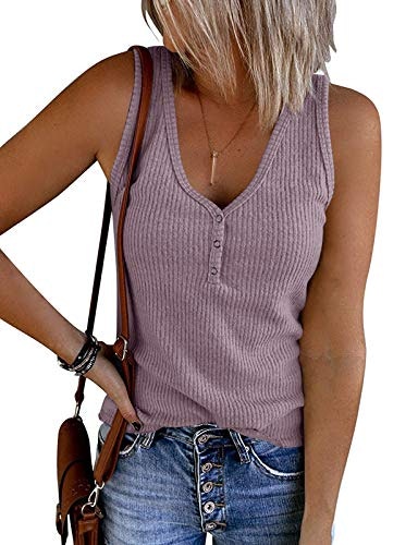 Merokeety Women's Sleeveless Ribbed Henley Tank Top: $14.98 Merokeety Women's Sleeveless Ribbed Henley Tank Top: $14.98