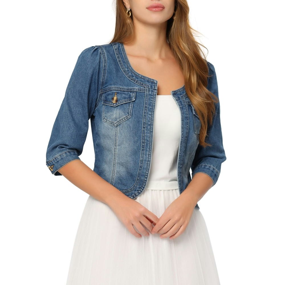 Inspire Chic Women's 3/4 Sleeve Cropped Denim Jacket: $45.88 Inspire Chic Women's 3/4 Sleeve Cropped Denim Jacket: $45.88