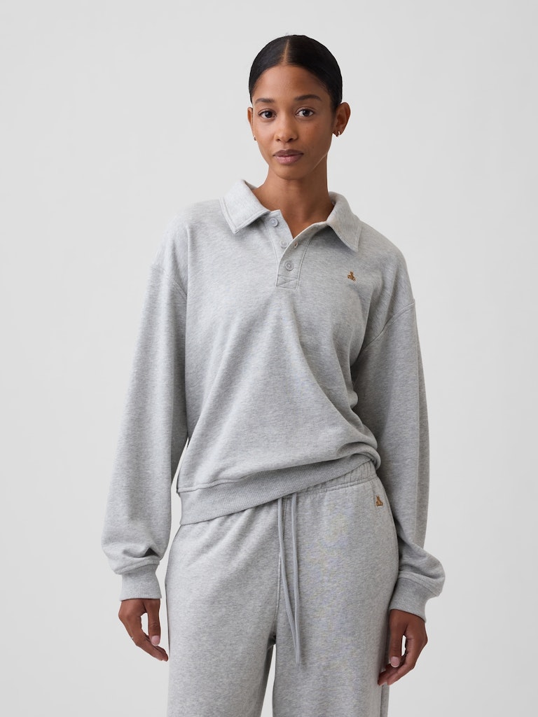 Relaxed Cropped Polo Sweatshirt: $29.99