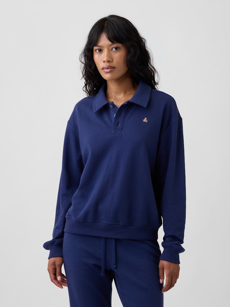 Relaxed Cropped Polo Sweatshirt: $29.99