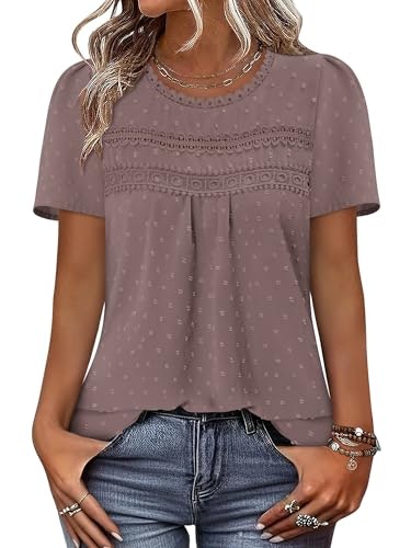 Bette Boutik Women's Swiss Dot Short Sleeve Blouse: $16.99 Bette Boutik Women's Swiss Dot Short Sleeve Blouse: $16.99