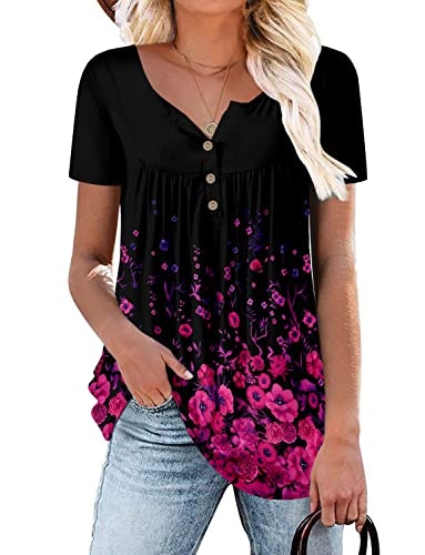 Roselinlin Women's Floral Short Sleeve V-Neck Tunic Top: $12.74 Roselinlin Women's Floral Short Sleeve V-Neck Tunic Top: $12.74