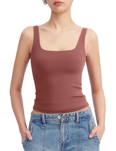 Pumiey Women's Square Neck Sleeveless Tank Top: $15.99 Pumiey Women's Square Neck Sleeveless Tank Top: $15.99