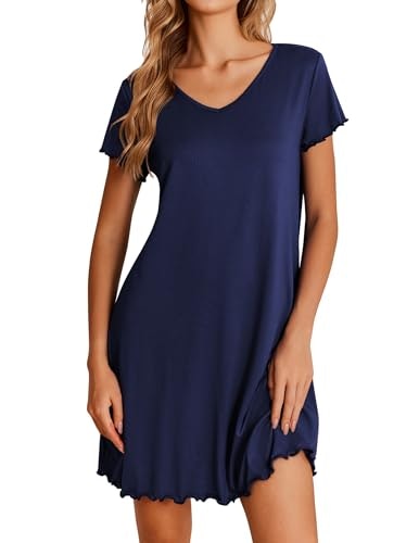 Ekouaer Women's Short Sleeve Ruffled Nightgown: $9.98 Ekouaer Women's Short Sleeve Ruffled Nightgown: $9.98