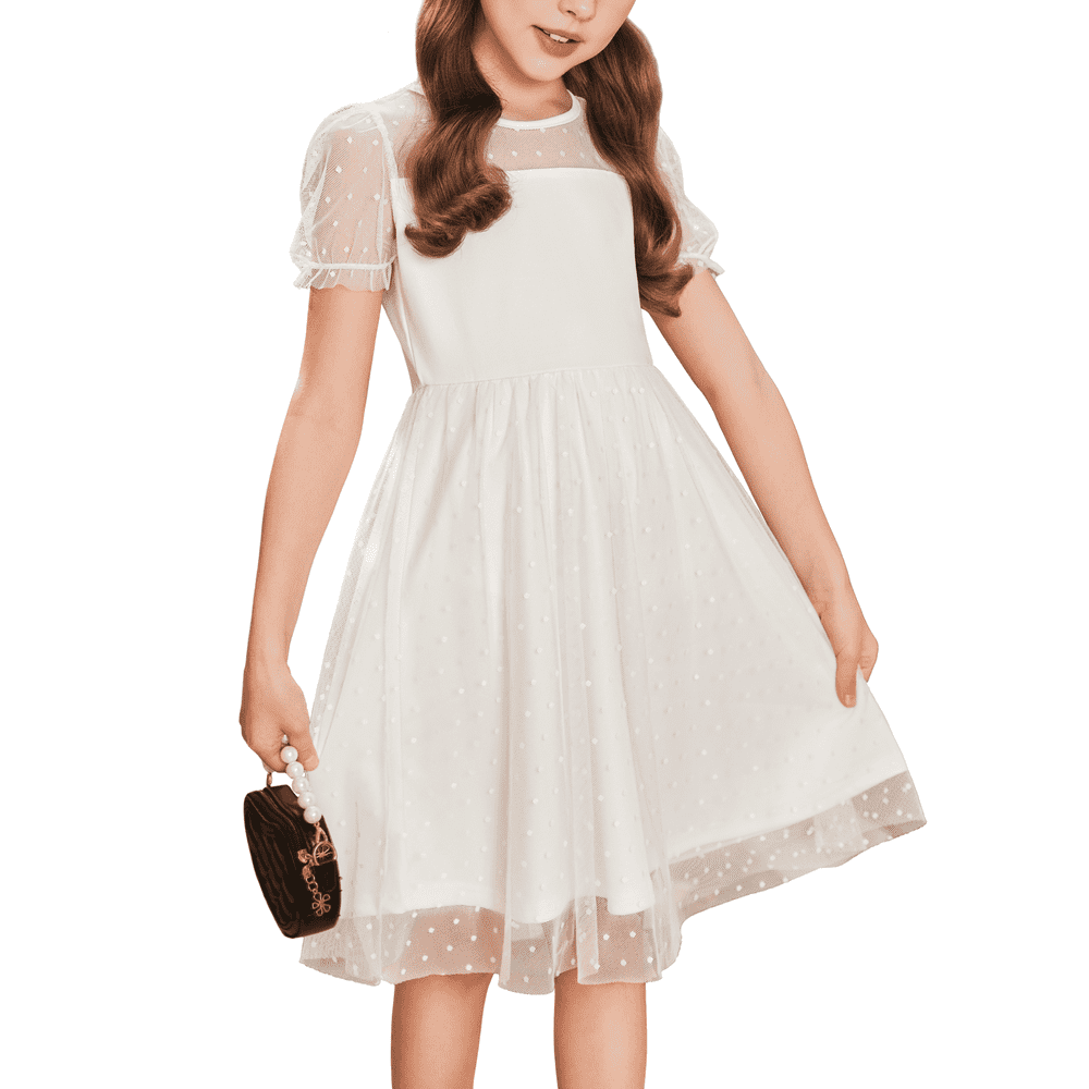 Oudiya Girls' Contrast Mesh A-Line Dress: $24.59 Oudiya Girls' Contrast Mesh A-Line Dress: $24.59