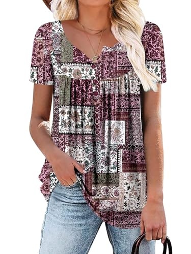 Roselinlin Women's Floral Short Sleeve Dressy Casual Shirt: $16.99 Roselinlin Women's Floral Short Sleeve Dressy Casual Shirt: $16.99