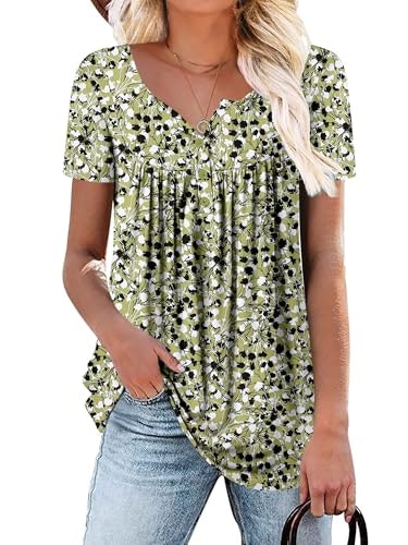 Roselinlin Women's Floral Short Sleeve Tunic Top XXL: $16.99 Roselinlin Women's Floral Short Sleeve Tunic Top XXL: $16.99