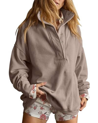 Gacaky Women's Oversized Henley Pullover Sweatshirt: $27.99 Gacaky Women's Oversized Henley Pullover Sweatshirt: $27.99
