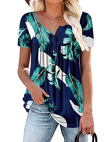 Roselinlin Women's Floral Print Scoop Neck Henley Blouse: $12.74 Roselinlin Women's Floral Print Scoop Neck Henley Blouse: $12.74