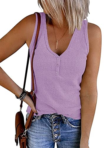 Merokeety Women's Sleeveless Ribbed Henley Tank Top: $16.98 Merokeety Women's Sleeveless Ribbed Henley Tank Top: $16.98