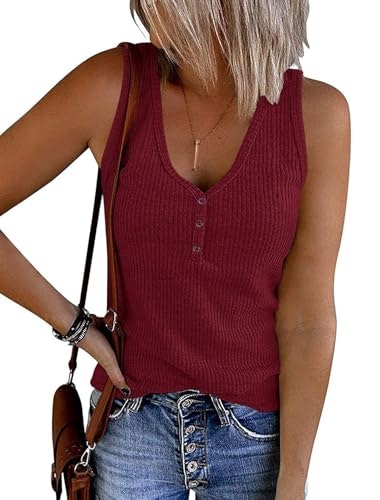 Merokeety Women's Sleeveless Ribbed Henley Tank Top: $16.98 Merokeety Women's Sleeveless Ribbed Henley Tank Top: $16.98