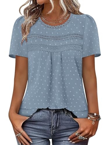 Bette Boutik Women's Swiss Dot Short Sleeve Blouse: $14.99 Bette Boutik Women's Swiss Dot Short Sleeve Blouse: $14.99