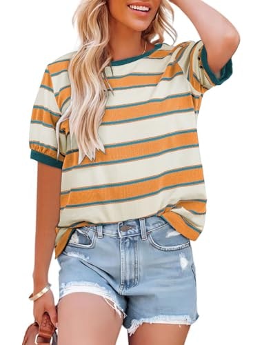 Dokotoo Women's Striped Color Block Short Sleeve T-Shirt: $12.73 Dokotoo Women's Striped Color Block Short Sleeve T-Shirt: $12.73