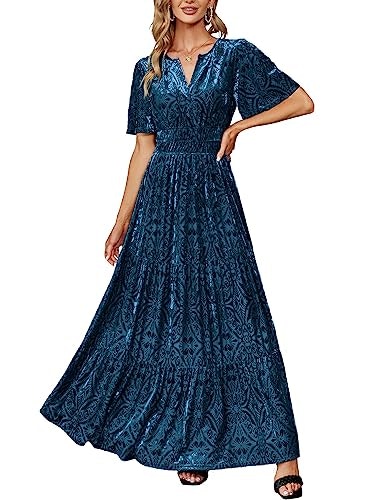 Amegoya Women's Velvet V-Neck Maxi Dress: $50.99 Amegoya Women's Velvet V-Neck Maxi Dress: $50.99