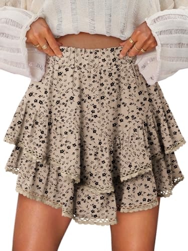 Onlypuff Women's Floral Ruffle Skort: $27.17 Onlypuff Women's Floral Ruffle Skort: $27.17