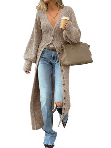 Saodimallsu Women's Long Duster Button-Down Cardigan Sweater Dress: $37.99 Saodimallsu Women's Long Duster Button-Down Cardigan Sweater Dress: $37.99