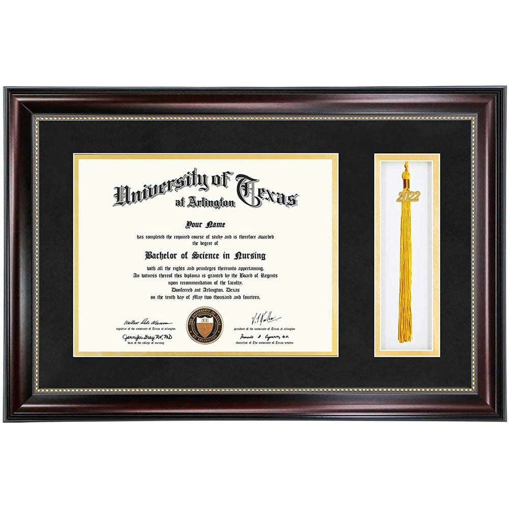 GraduationMall 8.5" x 11" Mahogany Diploma Frame with Tassel Holder: $25.18