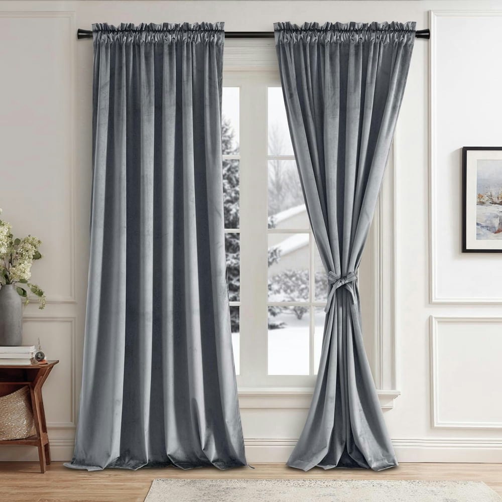 Jiuzhen 52" x 96" Velvet Blackout Curtains 2-Pack: $26.96 Jiuzhen 52" x 96" Velvet Blackout Curtains 2-Pack: $26.96