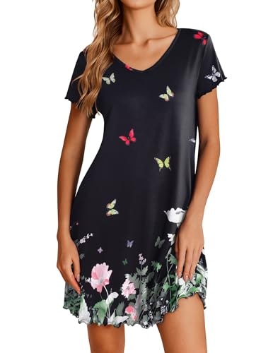 Ekouaer Women's Short Sleeve Ruffled Nightgown: $9.98