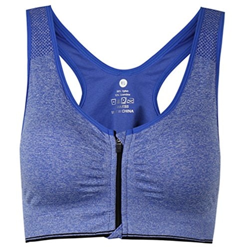 Ohlyah Women's Zipper Front Closure Racerback Sports Bra 4XL: $11.46