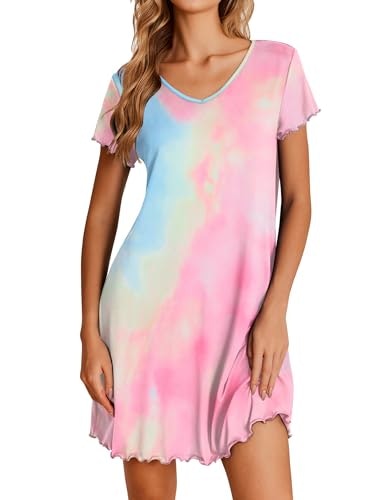 Ekouaer Women's Short Sleeve Ruffled Nightgown: $9.98