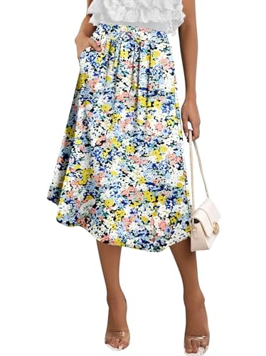 Angerella Women's Floral A-Line Midi Skirt: $14.98