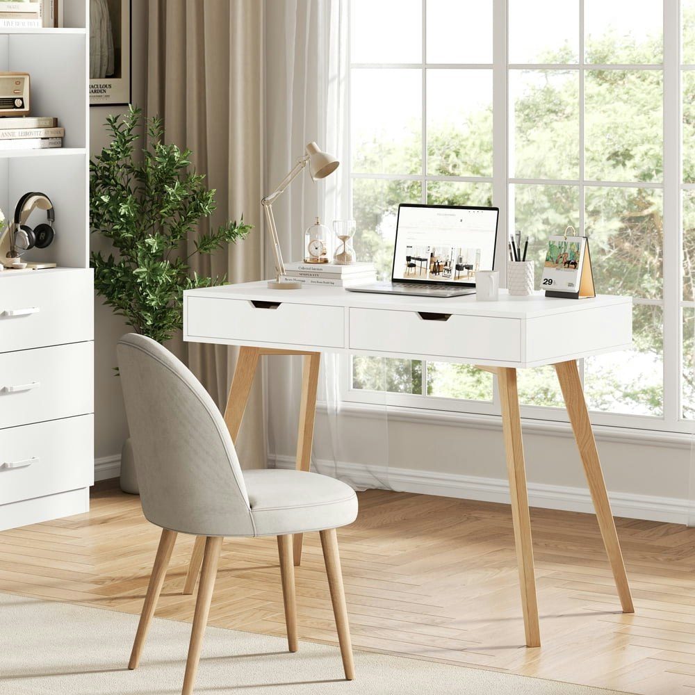 Homfa White Desk with Drawers: $89.99 Homfa White Desk with Drawers: $89.99
