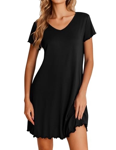 Ekouaer Women's Short Sleeve Ruffled Nightgown: $9.98