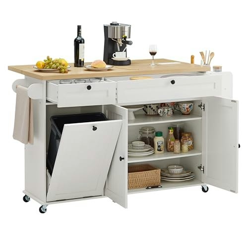 Onbrill 60-inch Kitchen Island with Trash Storage: $203.99 Onbrill 60-inch Kitchen Island with Trash Storage: $203.99